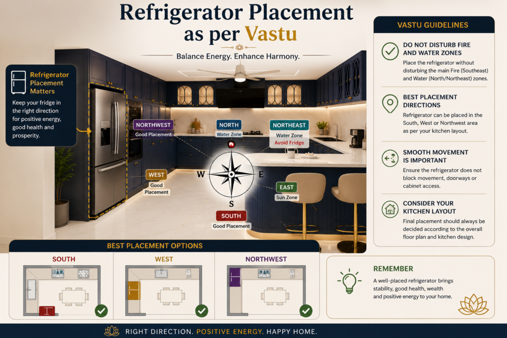 Modern luxury modular kitchen interior design in Ranchi by Your Nest Interiors featuring navy blue cabinets, white marble finish, gold accents, kitchen island and elegant lighting.